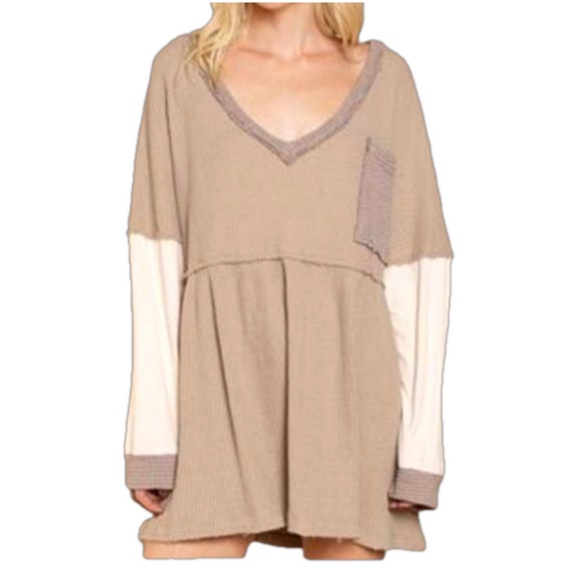 NEW POL waffle knit boho top oversized - Picture 2 of 12